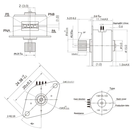 Maintex 15BY25 5V Permanent Magnet Stepper Motor