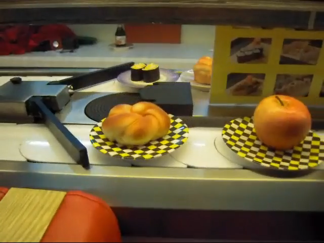 Rotary sushi food conveyor belt throttling system