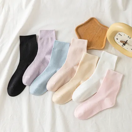 Women's deodorant fiber mid-tube socks