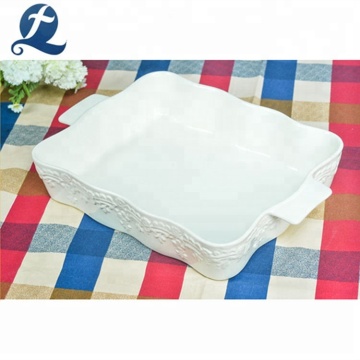 Rectangular home use white bakeware ceramic baking pan