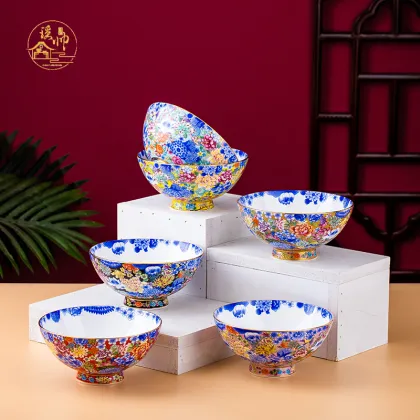 Modern 6 Inch Soup Bowl - High-Grade Doucai Porcelain, Anti-Scalding & Anti-Slip