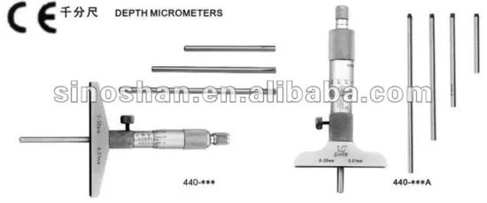 0-6" x0.001" Inch System Stainless Steel 6 pcs extention anvils Vernier Depth Micrometer