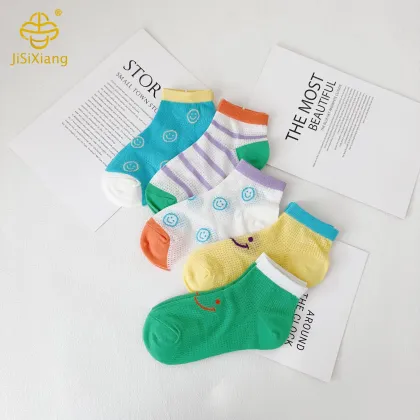 Smiley face socks, bright colored children's socks