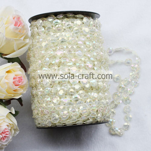 30M Length Crystal Pearl Beaded Garland Diamond Roll for Christmas Tree Decoration