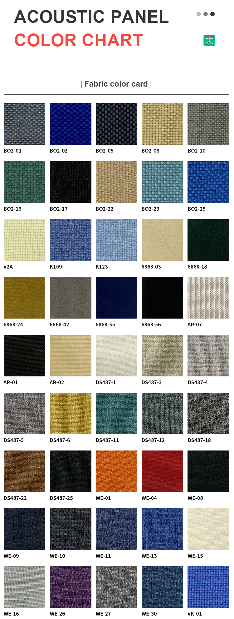 Painel acústico em tecido Fabric acoustic panel