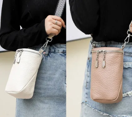 Genuine Leather Crossbody Head Layer Cowhide Mini Phone Bag for Ladies