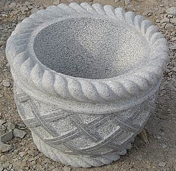 Garden granite flower pot with honed and handcraft surface Dia50*H35cm