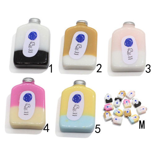 Kleurrijke Drinkfles Resin Charms Kunstmatige Melkfles Cabochon Kralen Poppenhuis Speelgoed DIY Woondecoratie Plakboek Maken