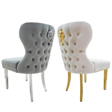 High Gloss Tufted Velvet Dining Chairs with Knocker Back by Manufacturer