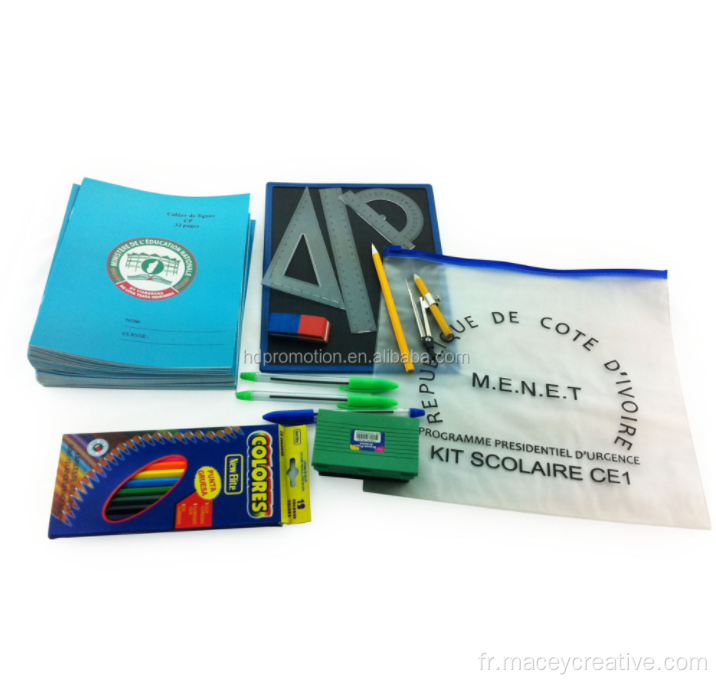 Kits scolaires de sac en PVC tendre bon marché