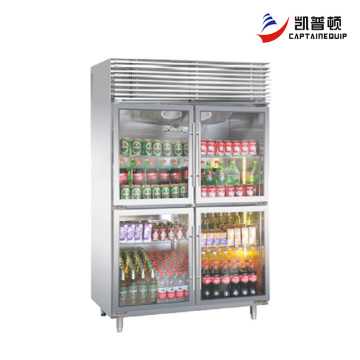 Четырехдверный коммерческий холодильник со стеклянной дверью