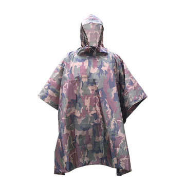 Military Hunting Camouflage Rain Poncho with Ground Sheet and Tent Purpose