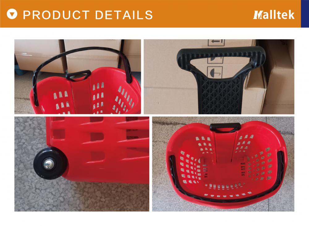 Supermarket aluminum alloy handle rolling shopping basket