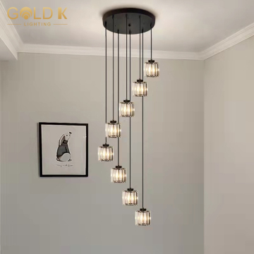 Zhongshan Crystal Stairs Pendant Lights for Foyer and Living Room