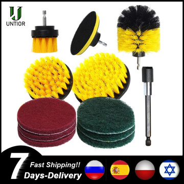 UNTIOR 12Pcs/Set Electric Drill Brush Scrub Pads Grout Power Drills Scrubber Cleaning Brush Kitchen Bathroom Cleaning Tools