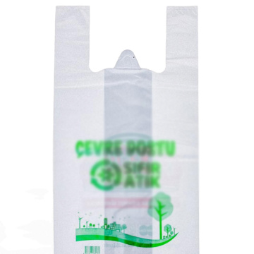 D2W Geantă de cumpărături compostabilă biodegradabilă cu logo personalizat Geantă de tricou din plastic