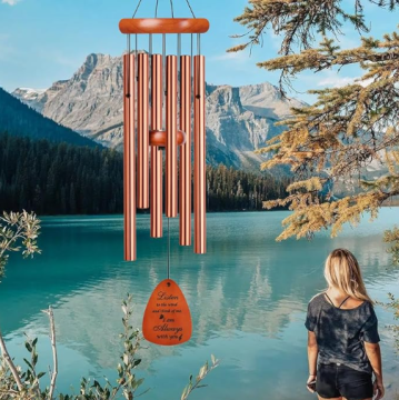 32 inch Outdoor Wind Chimes, 6 Weather-Resistant Resonant Aluminum Tubes with Painted Wooden Top, Soothing Atmosphere Suitable f