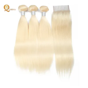 613 Blonde Color Human Hair Weave Human Hair Extension With Closure Blonde Hair Bundles