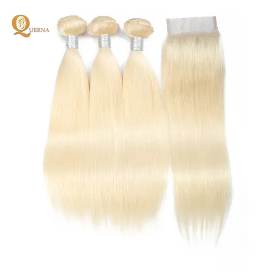 613 Blonde Color Human Hair Weave Human Hair Extension With Closure Blonde Hair Bundles