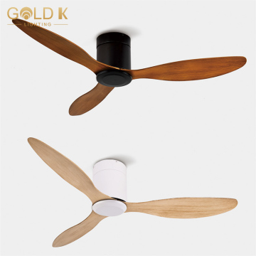 Natural Wood Finish Black Walnut Ceiling Fan with ABS Blades, High Airflow, Energy Saving Remote Control