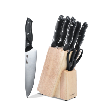 NEW LOOK 8 PCS Stainless Steel Kitchen Knife Set with Wood Knife Block
