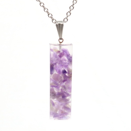 Augen 7 chakra pendant necklace Natural Amethyst Pendants Crystal gravel rectangular women's Fashion Necklace