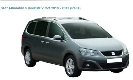 car rack whispbar for Seat Alhambra 5 door MPV Oct 2010 - 2012 (Rails)