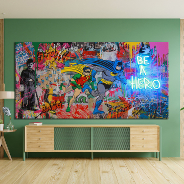 Sei ein Held: Inspirierende Straße Graffiti Canvas Print - trendige moderne Wandkunst für Geschenke