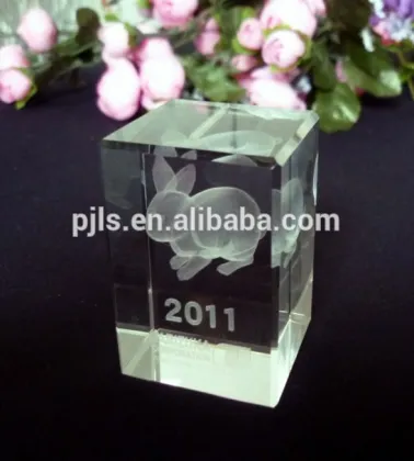 3d laser engraved crystal cube/square crystal cube/ crystal blank cube