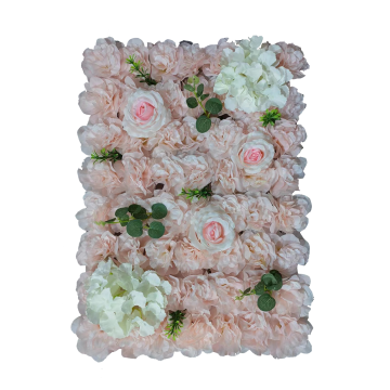 Linwoo Wall 3d Roll up Hanging Rose Hydrangea Artificial Silk White Pink Flower Fackdrop para boda
