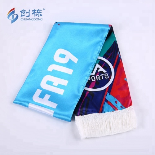 Anpassat tryck Satin Football Club Fans Soccer Scarf