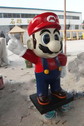 Outdoor Cartoon Worker Character Life Size Fiberglass Super Hero Mario Statue