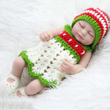 26cm Green Dolls Toys Realistic Mini Reborn Soft Silicone Sleeping Reborn Girls Dolls
