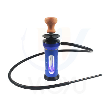 Small acrylic portable hookah personal usd shisha silicone hose blue shisha stove for outdoor travelling hookah with led light