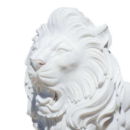 Luxury White Marble Lion Pair Sculpture for Garden