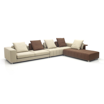الأريكة المقطعية الجلدية الإيطالية L مع تصميم Chaise