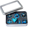 Crystal Multifaceted Polyhedral Dice Set 7 PCS for DND, RPG Tabletop Gaming, Collectors | Tinbox Packing, Gemstone Effect Dice
