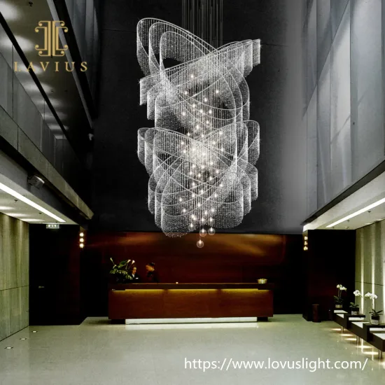 Large project high luxury custom crystal chandelier for hotel lobby staircase
