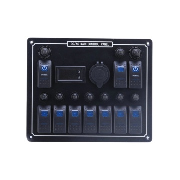 12V Waterproof Digital Voltmeter with Dual USB Ports and LED Rocker Switch Panel