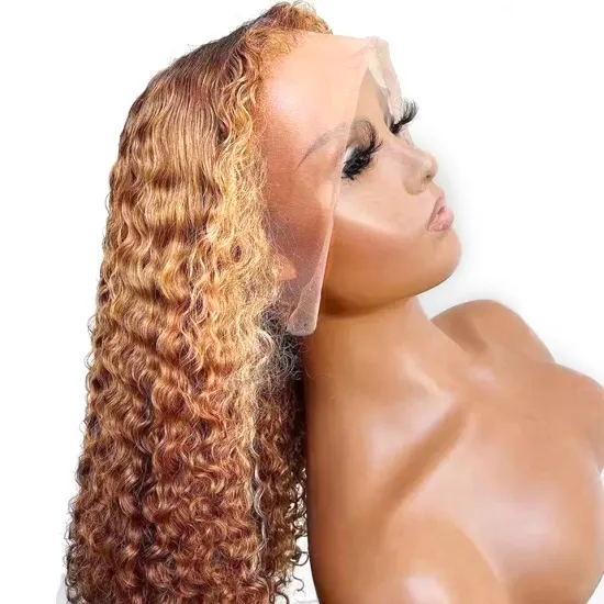 10 12 14 16 20inches honey blonde omber kinky curly  wigs real pure remy 100% Russian full hd lace frontal human hair wigs