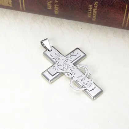 316L Stainless Steel Chinese Dragon Totem Cross Pendant