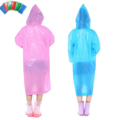 Disposable Raincoat with Hood and Sleeves for Adults