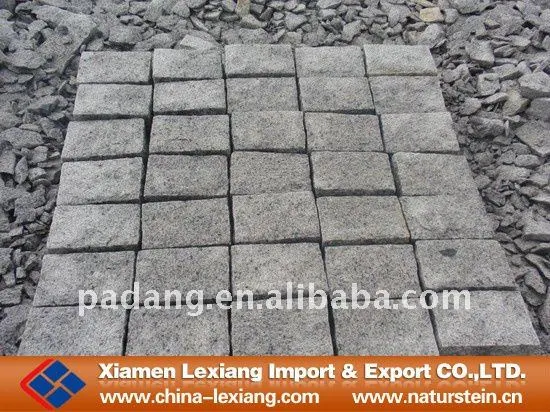 Grey granite paving block