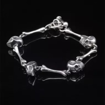 Chain de mão de prata artesanal de &quot;ossos&quot;