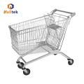 Gray Metal Shopping Cart PU Wheeled Trolley