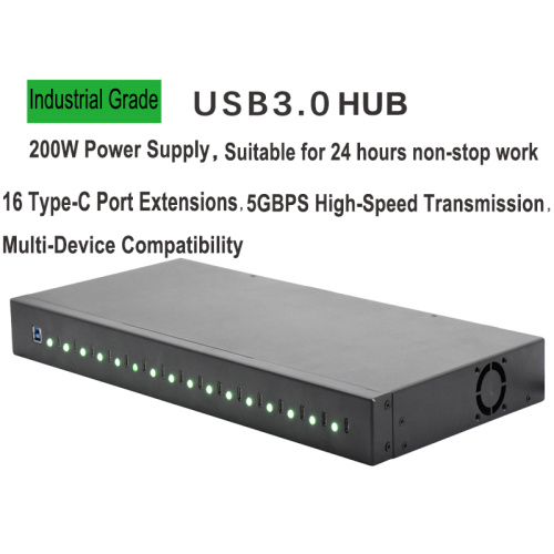 Industrial grade 16-port Type-c model cabinet USB3.0 200W