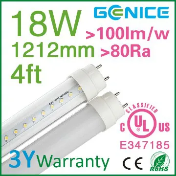 Natural white daylight 18W led tube lamp with AC100-277V CR80