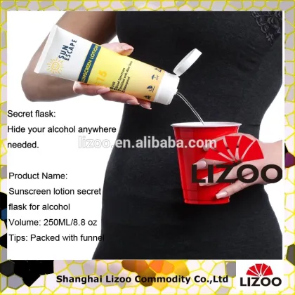Sunscreen Lotion Tube Flask - Easy To Fill Hidden Booze Container