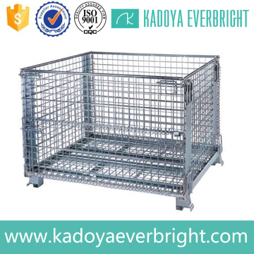 Warehouse galvanized stackable folding steel wire storage cage