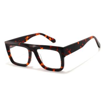 Tjock djärv fyrkantig acetatglasögon med platt topp